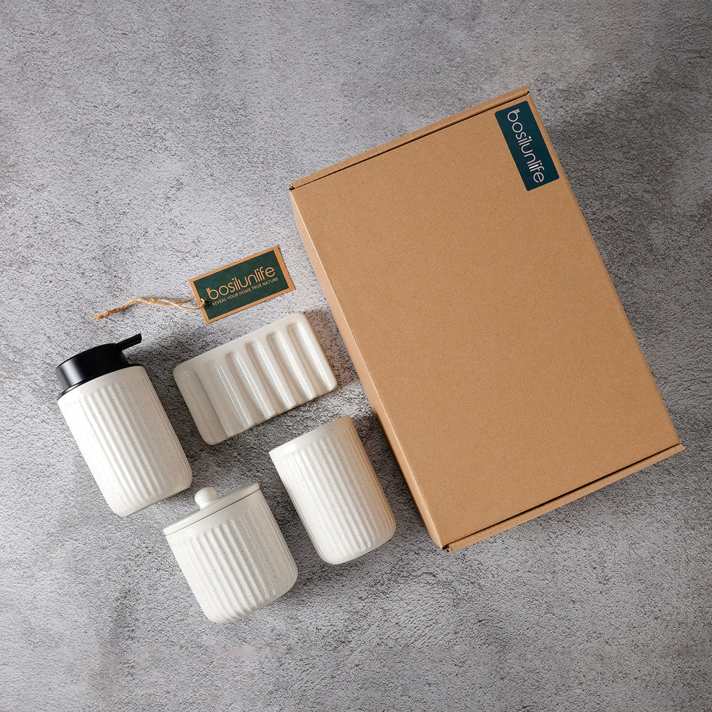 BosilunLife Recycled RebornClay™ Bathroom Set – 4 Pieces