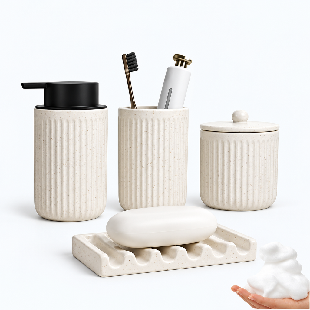 BosilunLife Recycled RebornClay™ Bathroom Set – 4 Pieces