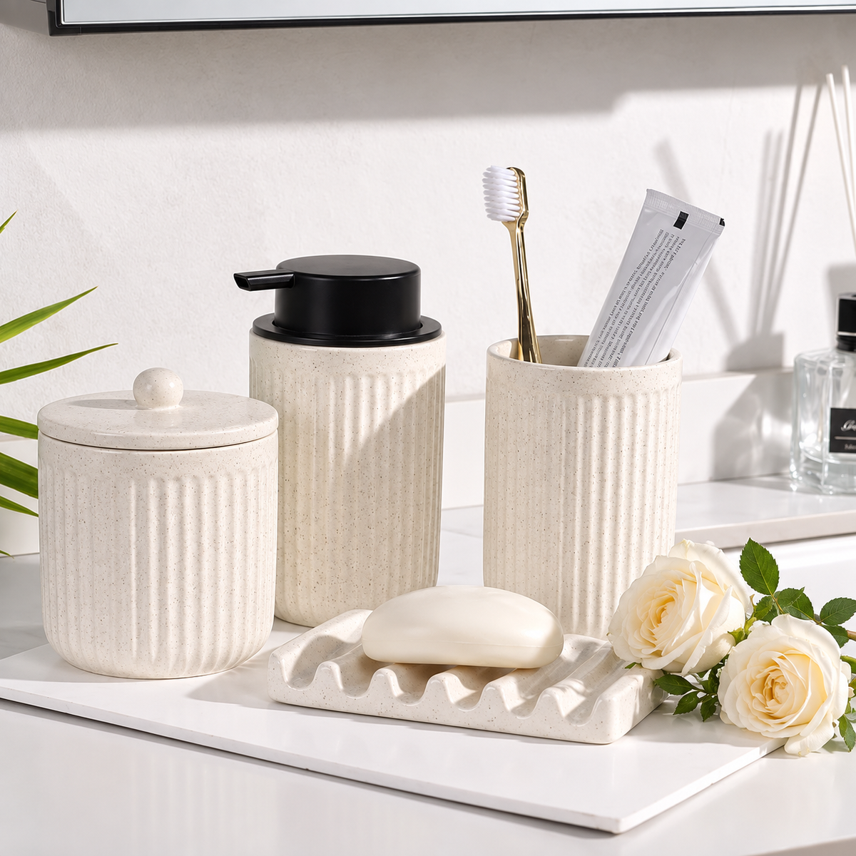 BosilunLife Recycled RebornClay™ Bathroom Set – 4 Pieces