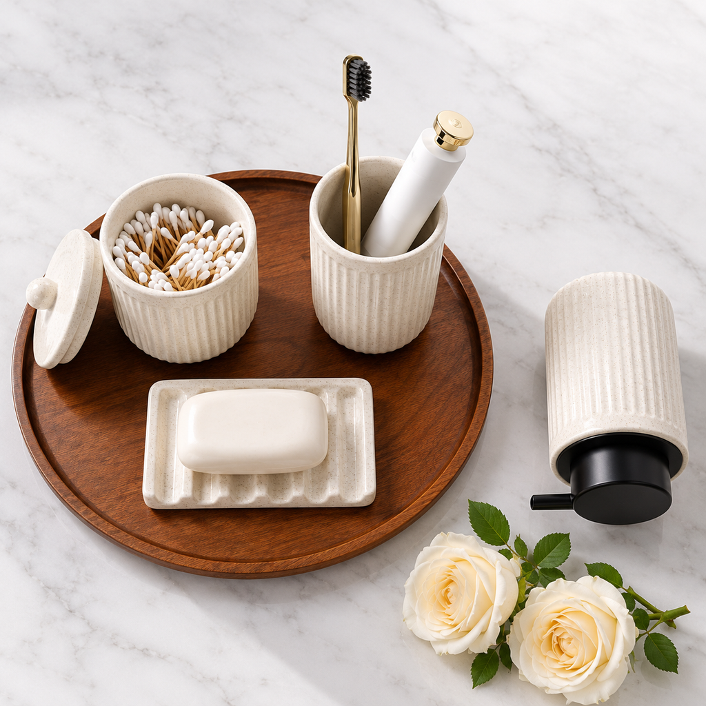 BosilunLife Recycled RebornClay™ Bathroom Set – 4 Pieces