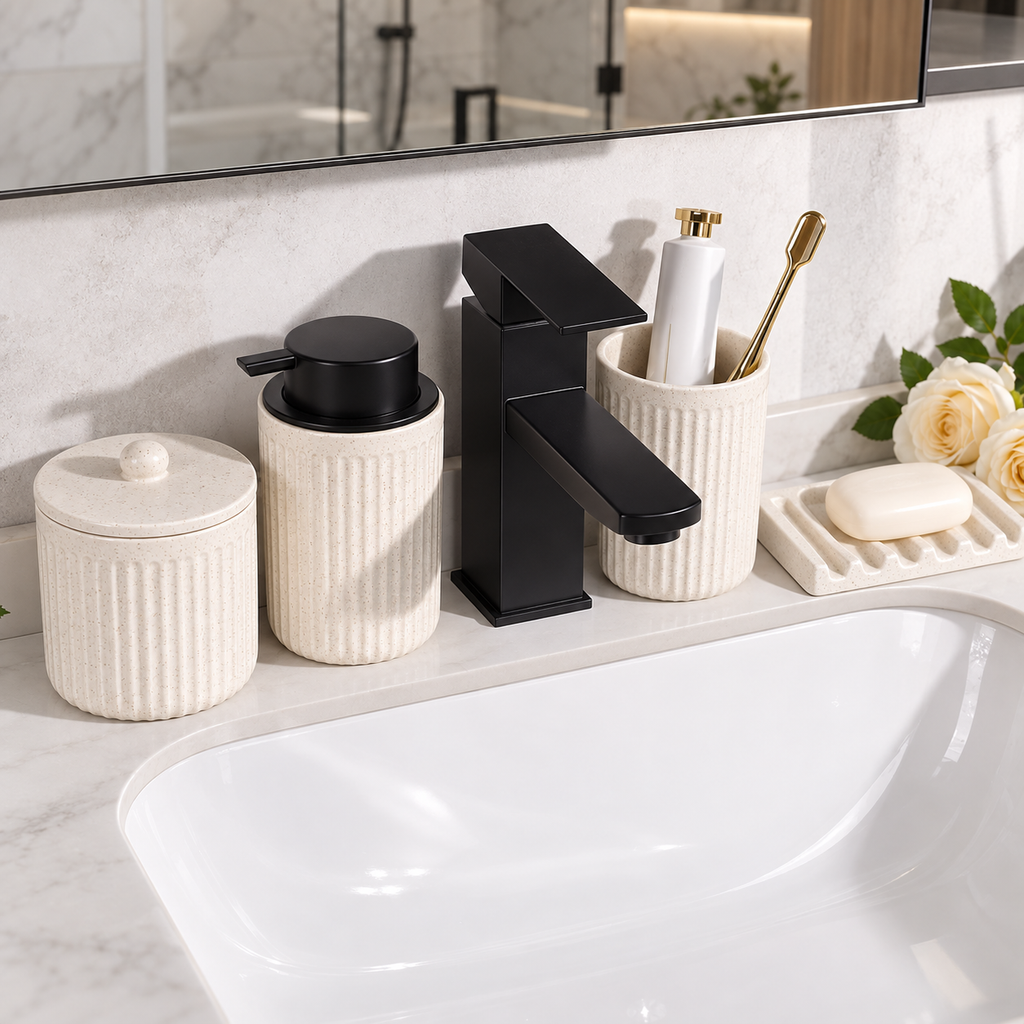 BosilunLife Recycled RebornClay™ Bathroom Set – 4 Pieces