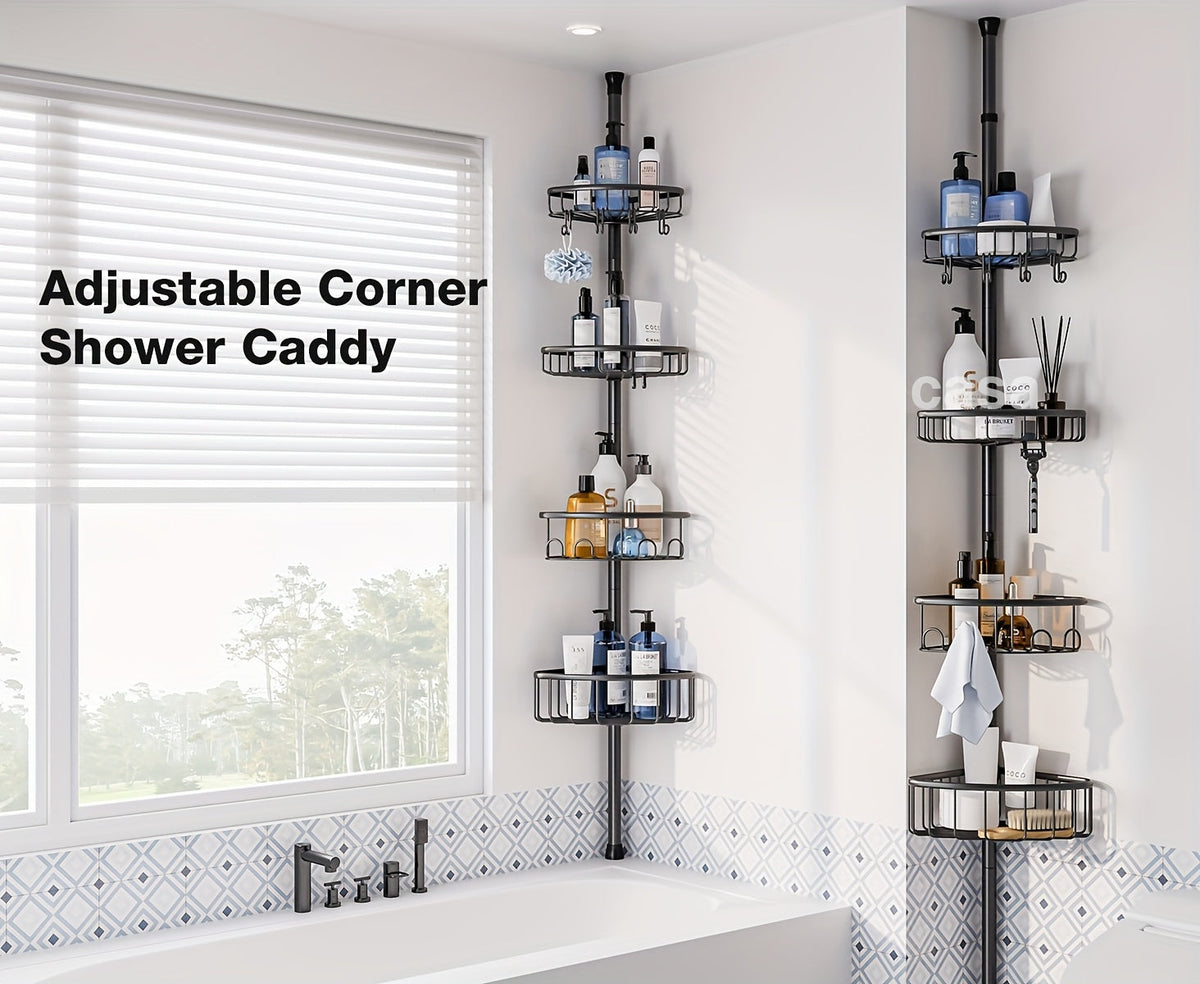 4-Tier No-Drill Corner Shower Organizer