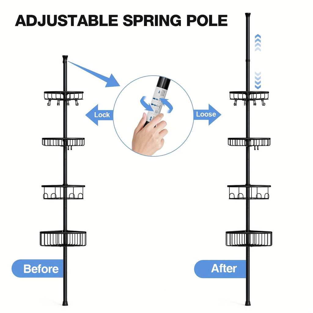 4-Tier No-Drill Corner Shower Organizer