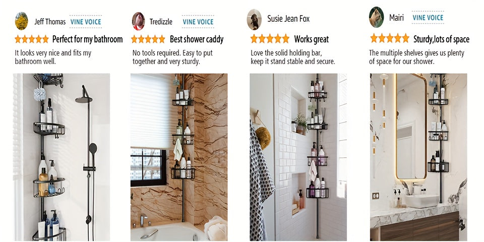 4-Tier No-Drill Corner Shower Organizer