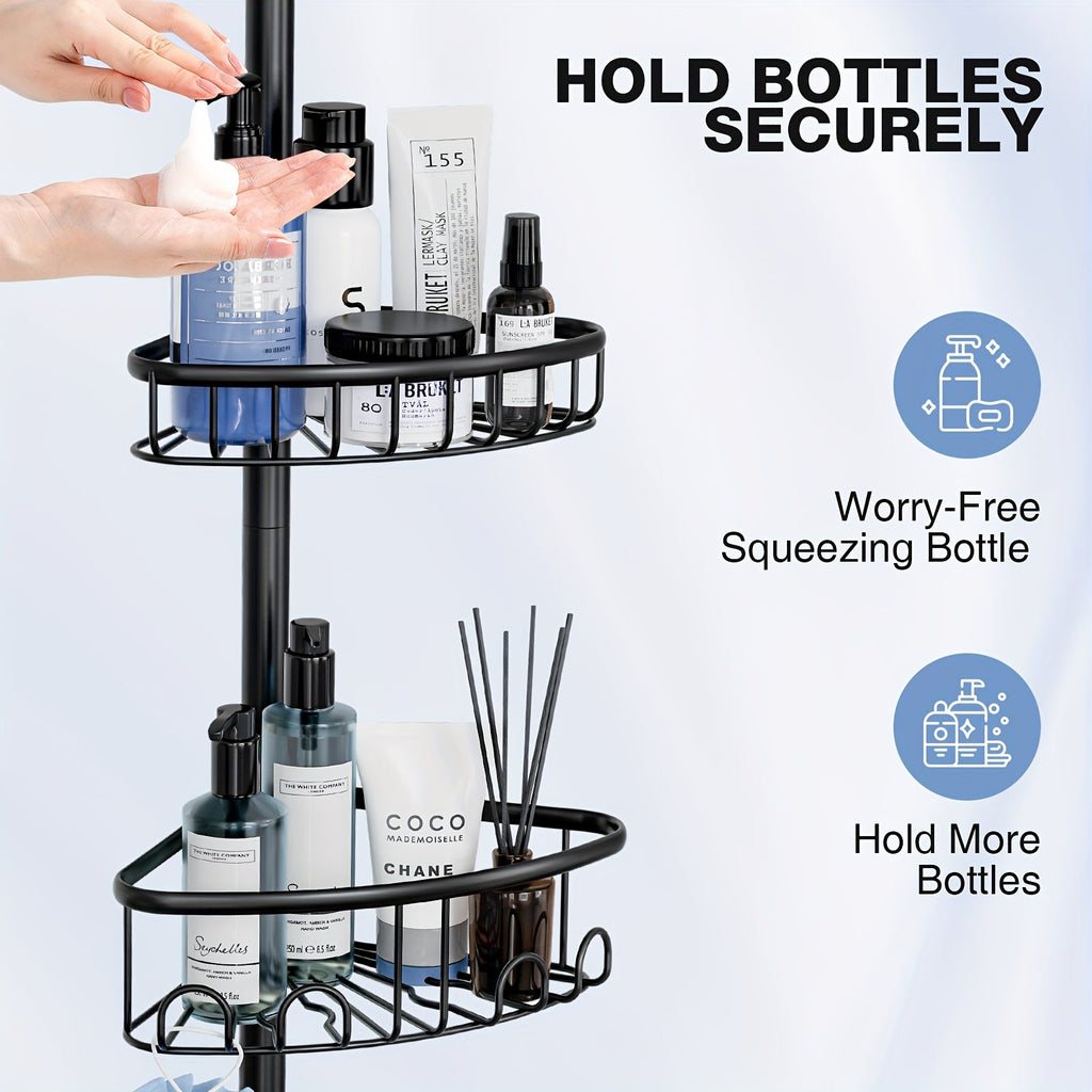 4-Tier No-Drill Corner Shower Organizer