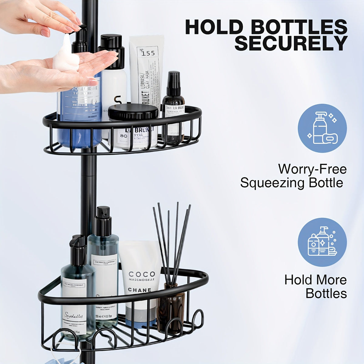4-Tier No-Drill Corner Shower Organizer