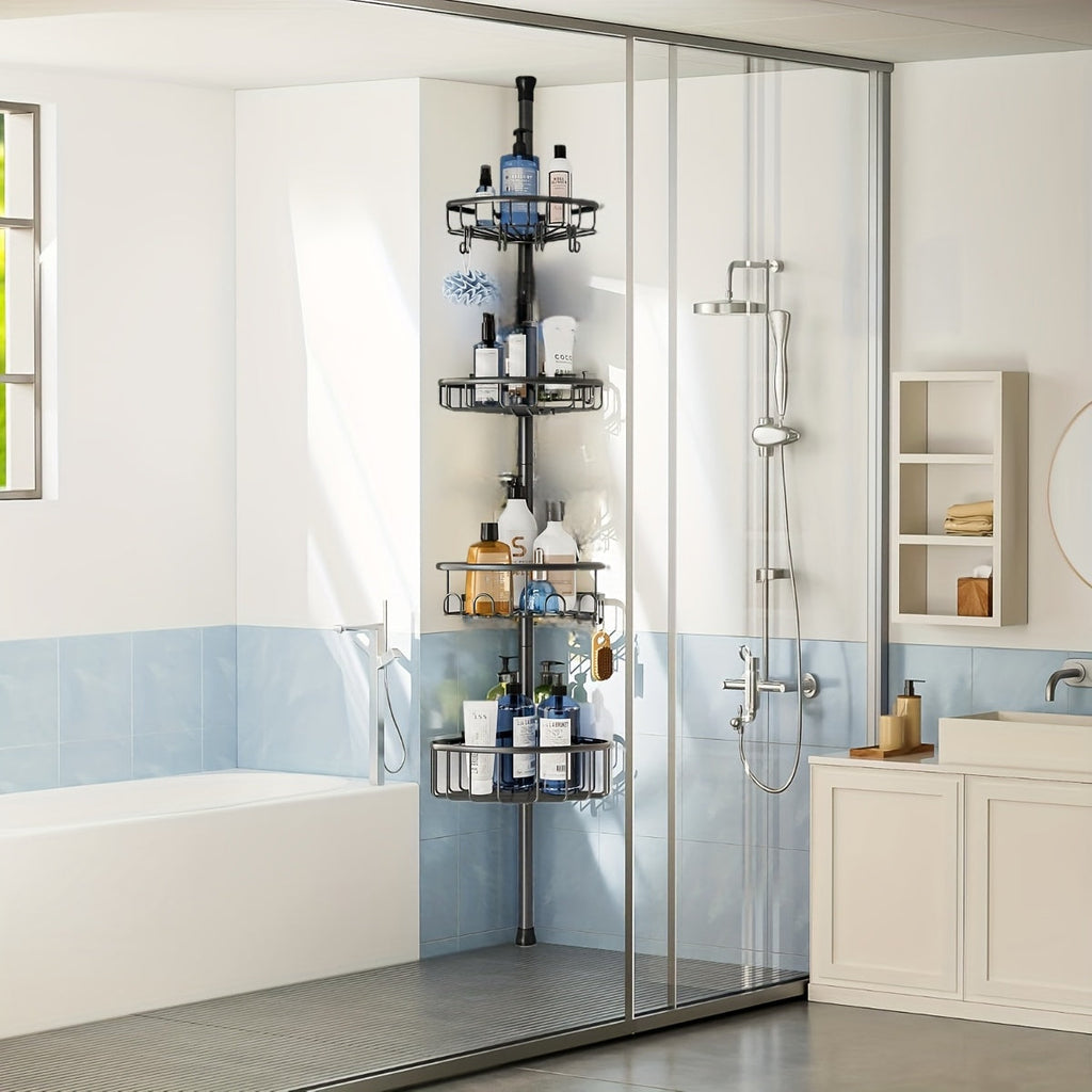 4-Tier No-Drill Corner Shower Organizer
