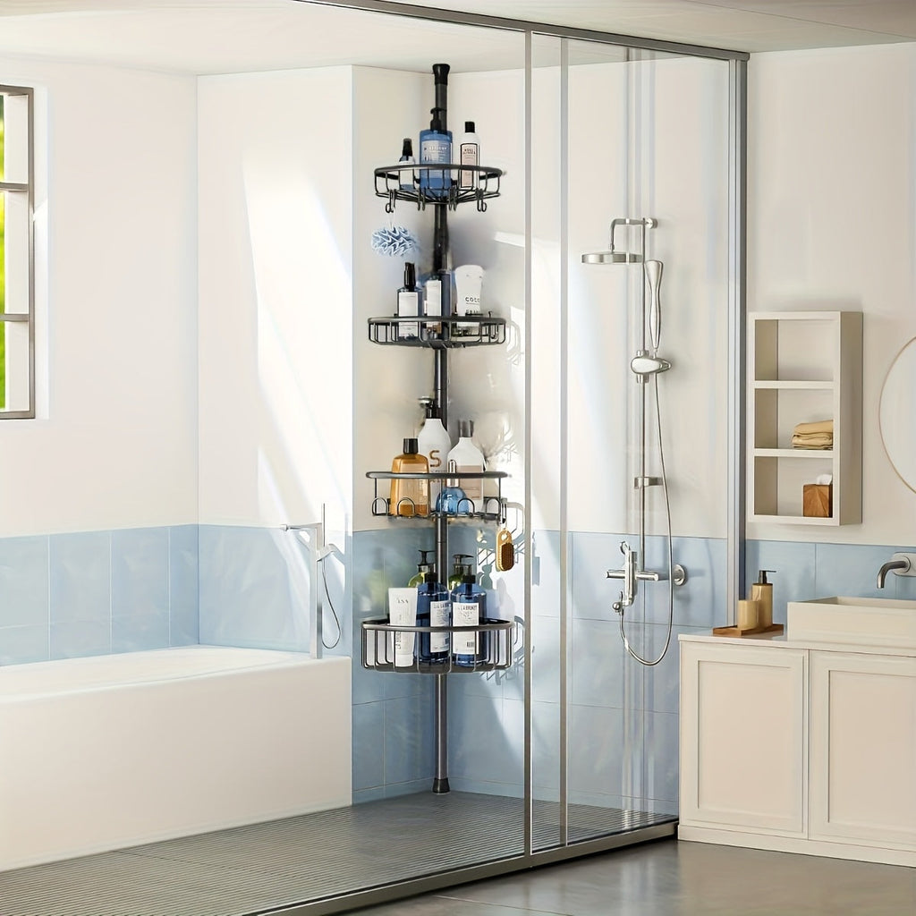 4-Tier No-Drill Corner Shower Organizer