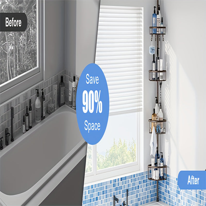 4-Tier No-Drill Corner Shower Organizer