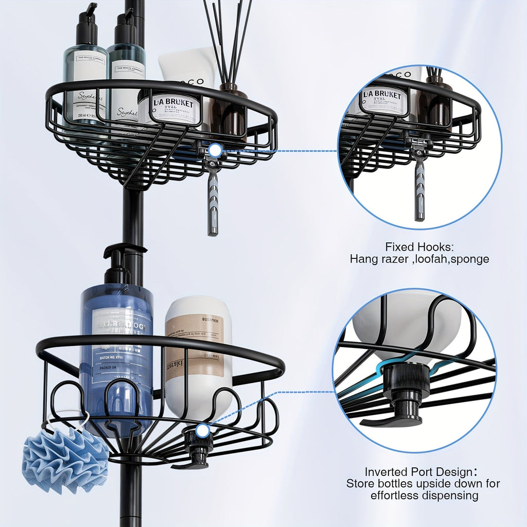 4-Tier No-Drill Corner Shower Organizer