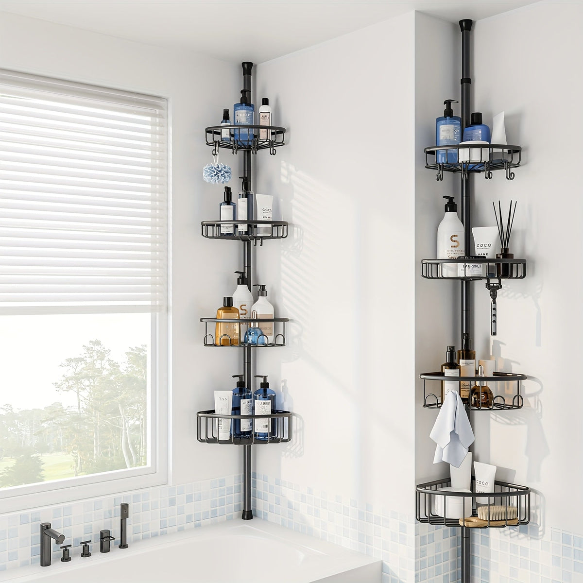4-Tier No-Drill Corner Shower Organizer
